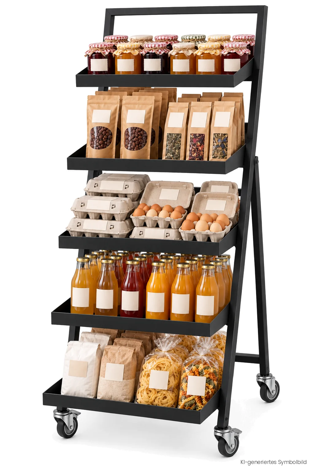 Warenbooster mit Zusatzware: Marmelade, Kaffee, Tee, Eier, Säfte, Mehl und Nudeln